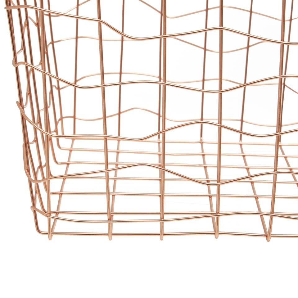 image 1 of Interiors By Premier Stylish Copper Plated Basket, Functional Wireframe Basket For Kitchen, High Quality Contemporary Basket Gold