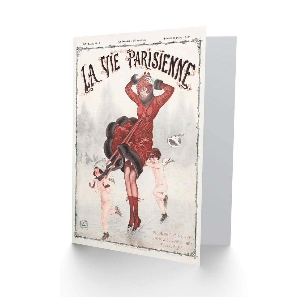 image 1 of La Vie Parisienne Winter Skating Beware France Paris Card