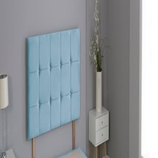 Sky Blue Plush Velvet Cube Headboard N/A | 2FT6 Small Single 20"inch Headboard