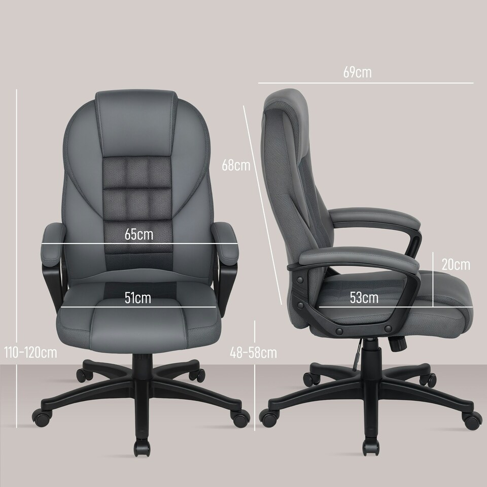 image 1 of HOMCOM Executive Office Chair with High Back, Computer Chair, Charcoal Grey Grey | Black