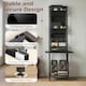 image 6 of HOMCOM Vinyl Record Player Stand with Oxford Pockets, Black