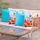 image 2 of 4PK Cushion x2 Spring Flower x2 Plain Aqua