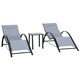 image 1 of Outsunny 3 Pieces Lounge Chair Set Garden Sunbathing Chair w/ Table Light Grey