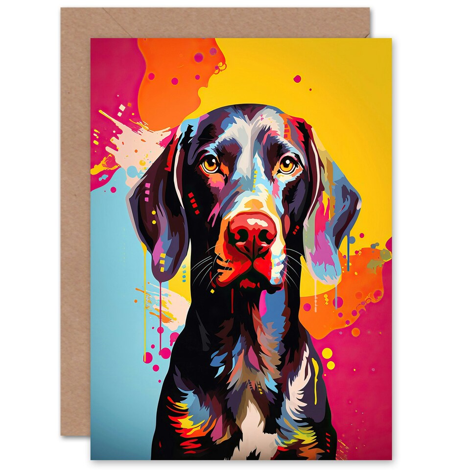 image 1 of Colourful Shorthaired German Pointer Dog Lover Greeting Card
