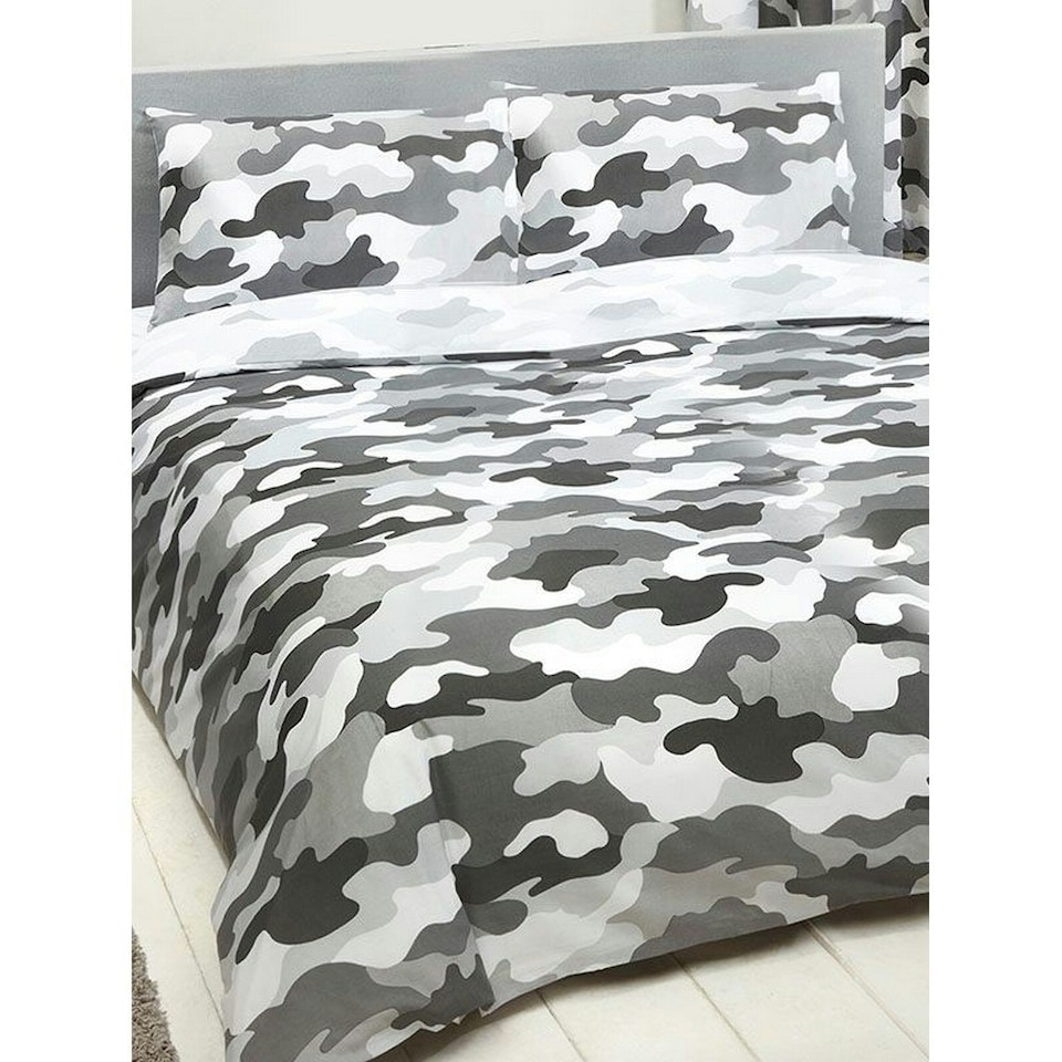 image 1 of Bedding & Beyond Camouflage Duvet Cover Set - Grey - Single | Grey | Single