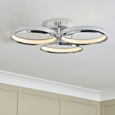 BHS Lena Flush Ceiling Light, Silver Grey | Silver