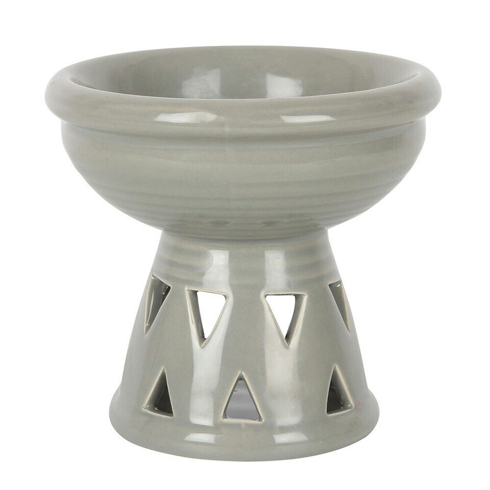 image 1 of Something Different Ceramic Deep Bowl Oil Burner - Grey - 12cm x 13cm x 13cm