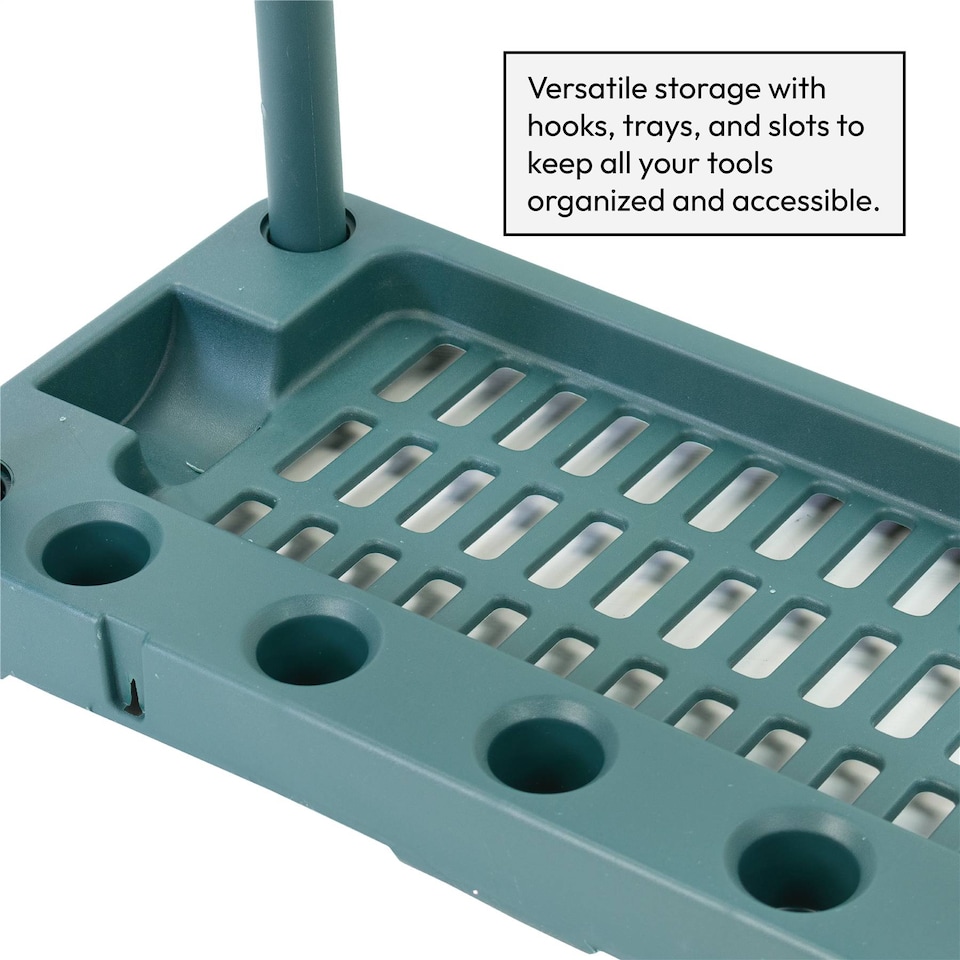 image 1 of KCT Garden Tool Storage with Wheels Rack Organiser for Shed Garage Accessories Spade Holder Tidy Solutions Freestanding Plastic