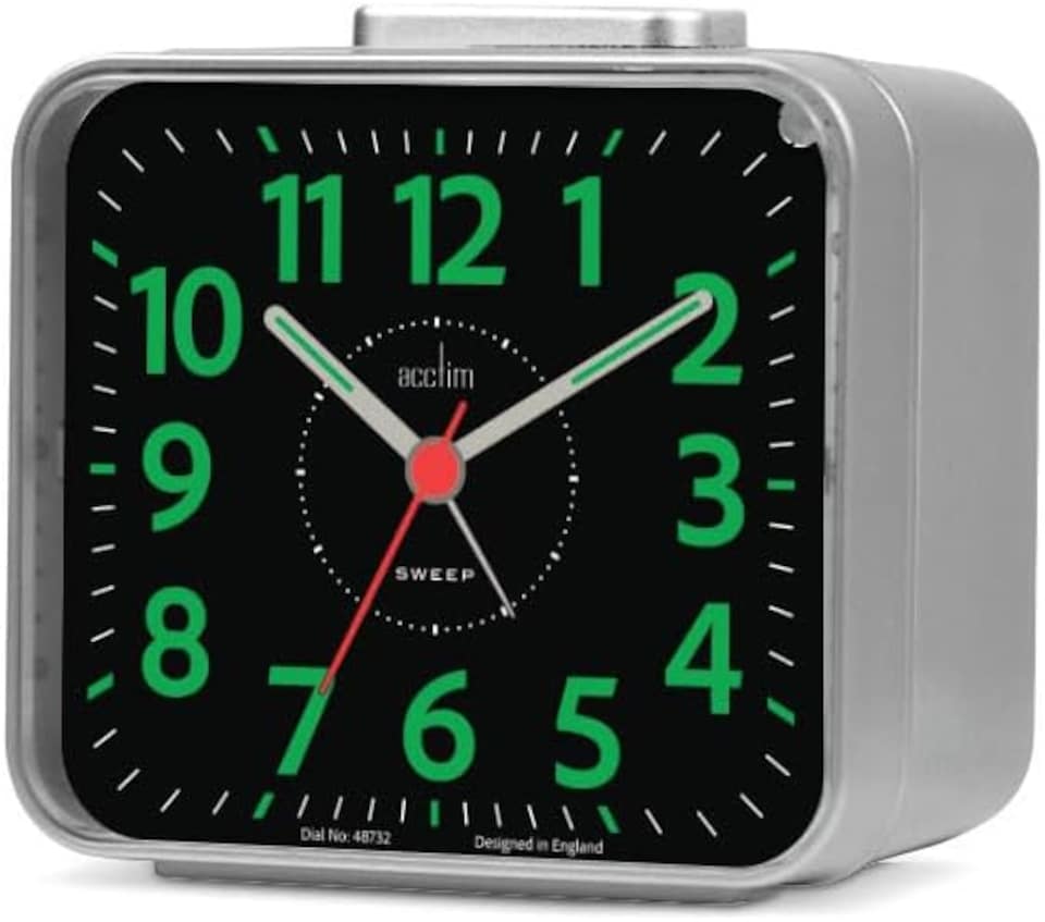image 1 of Acctim Parker Non-Ticking Sweep Loud Bell Alarm Clock | Silver | Silver