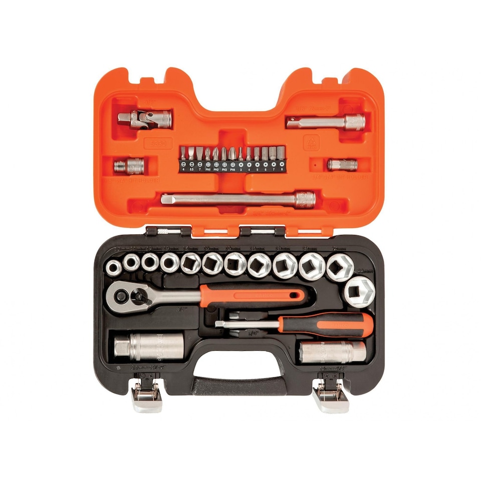 Multi 34 Bahco S330 3/8in Drive Socket Set, 34 Piece | Multi | Multi Colour ...