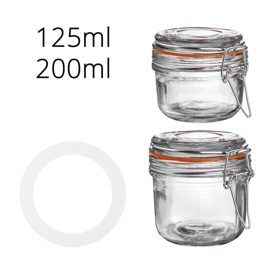 image 1 of Argon Tableware Glass Storage Jar Seals - Medium - Clear - Pack of 6