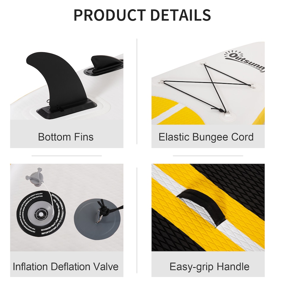 image 1 of Outsunny 10' x 30' x 6' Inflatable Stand Up Paddle Board, Non-Slip & Ultra-Light Deck with ISUP Accessories, Adj Paddle, Backpack Bag, and Three Bottom Fins, for Youth Adults Beginner, White | White | White