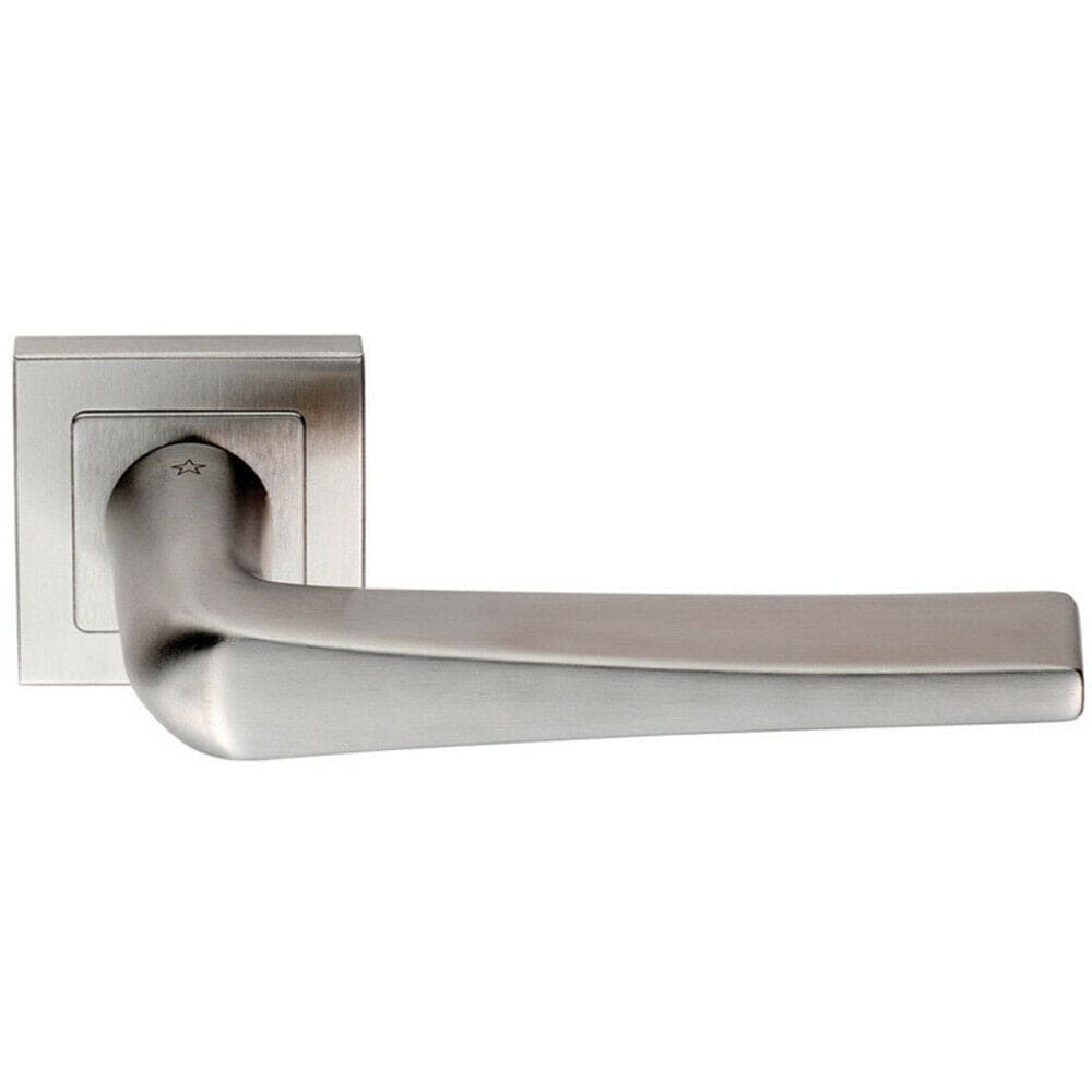 Loops PAIR Square Cut Tapered Handle on Square Rose Concealed Fix Satin Steel in Metallics