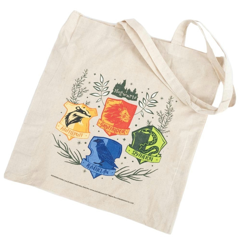 image 1 of Harry Potter Herbology Crests Canvas Tote Bag - Cream/Multicoloured - One Size Cream