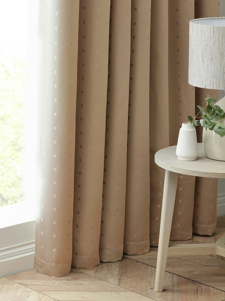 image 1 of Adison Lined Pencil Pleat Taped Curtains - 117cm x 137cm - Latte