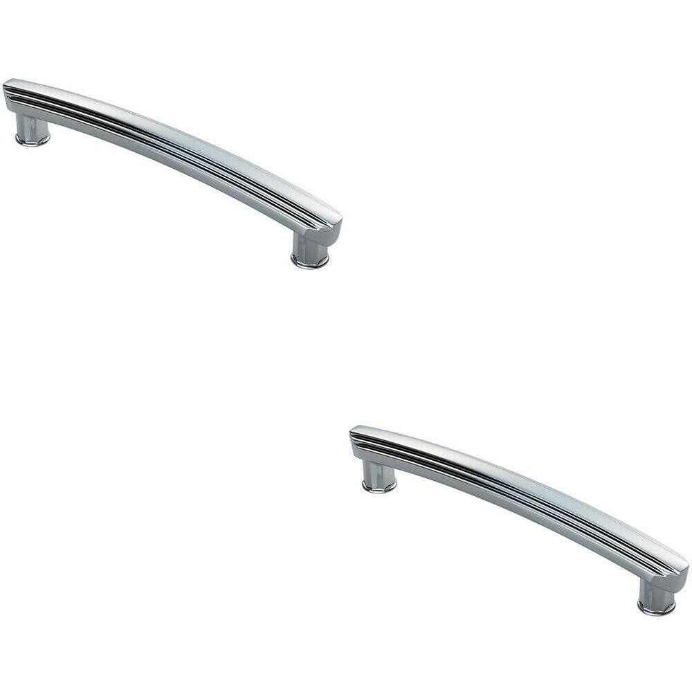 Loops 2x Ridge Design Curved Cabinet Pull Handle 160mm Fixing Centres Polished Chrome