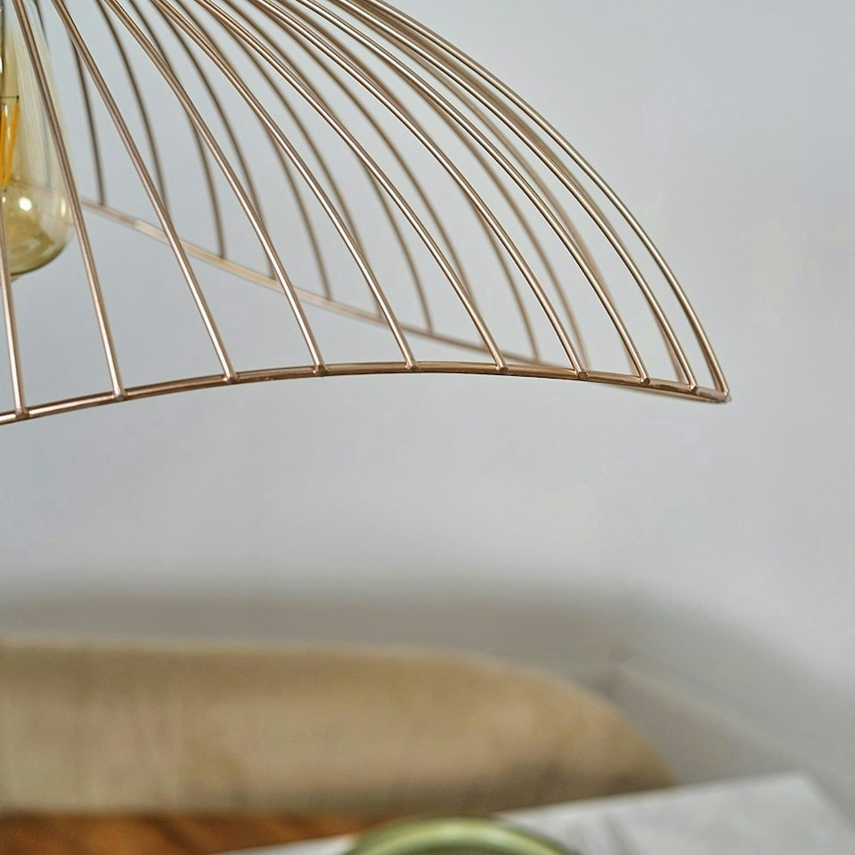image 1 of ValueLights Wavy Wire Design Easy Fit Ceiling Pendant Light Shade In Copper Metal Finish