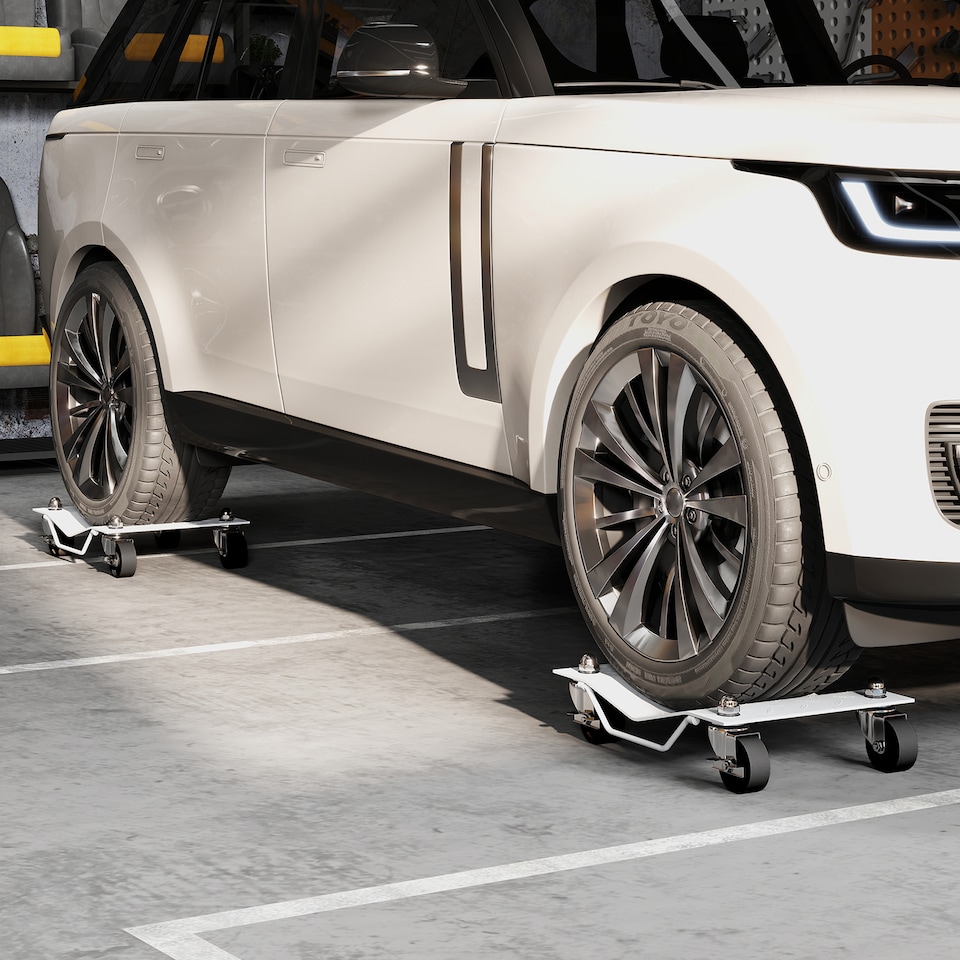 image 1 of DURHAND 2 PCS Car Wheel Dollies with Swivel Casters, 680kg Capacity Car Dolly Skates Wheel Dolly Set with Non-Slip Metal Plates, Grey