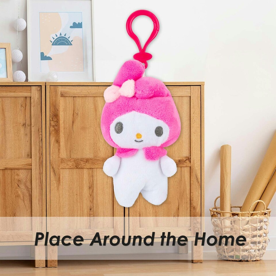 image 1 of Hello Kitty Soft Toy melody Clip On Cute Plush Huggable Cuddly 12cm Pink