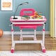 image 2 of COSTWAY Height Adjustable Kids Study Table and Chair Set with Tilting Tabletop-Pink