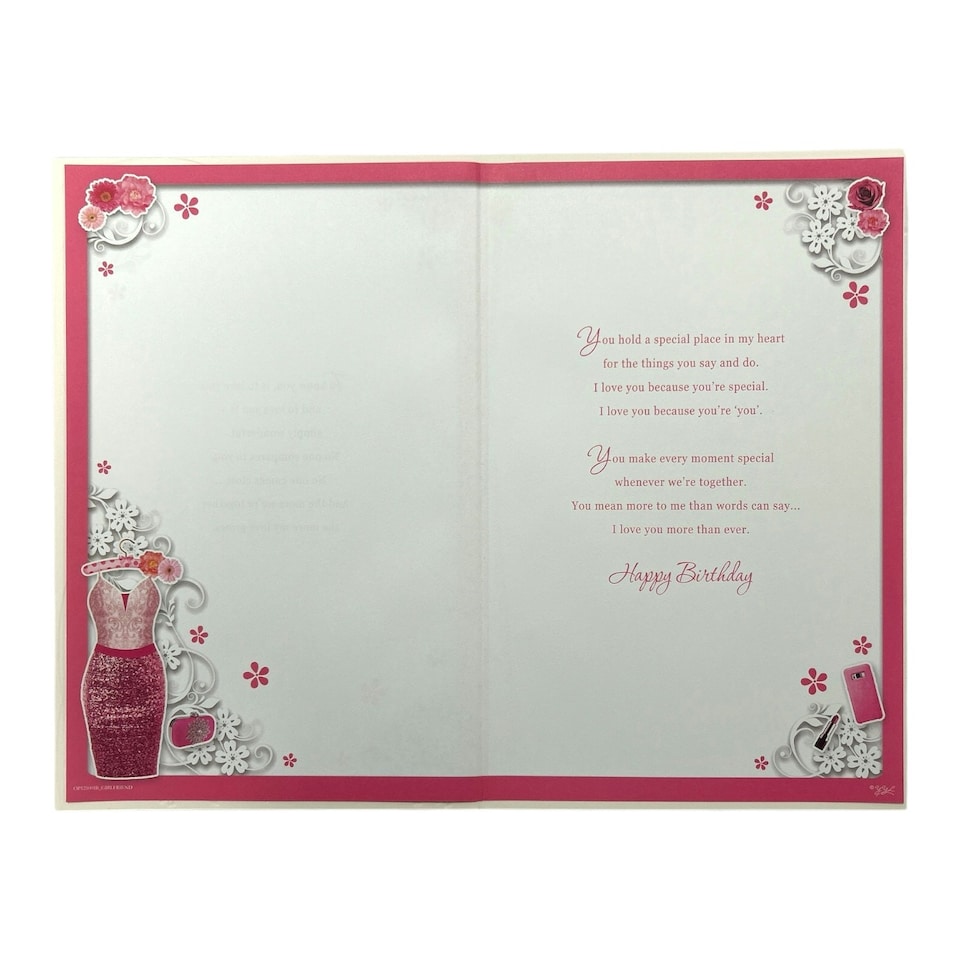 image 1 of Girlfriend Pink Dress and Sandals Design Opacity Birthday Card