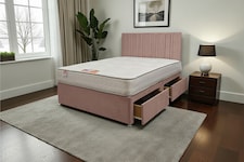 SKY Plush Bed Set With Mattress, 2 Drawers Same Side & 24"Headboard