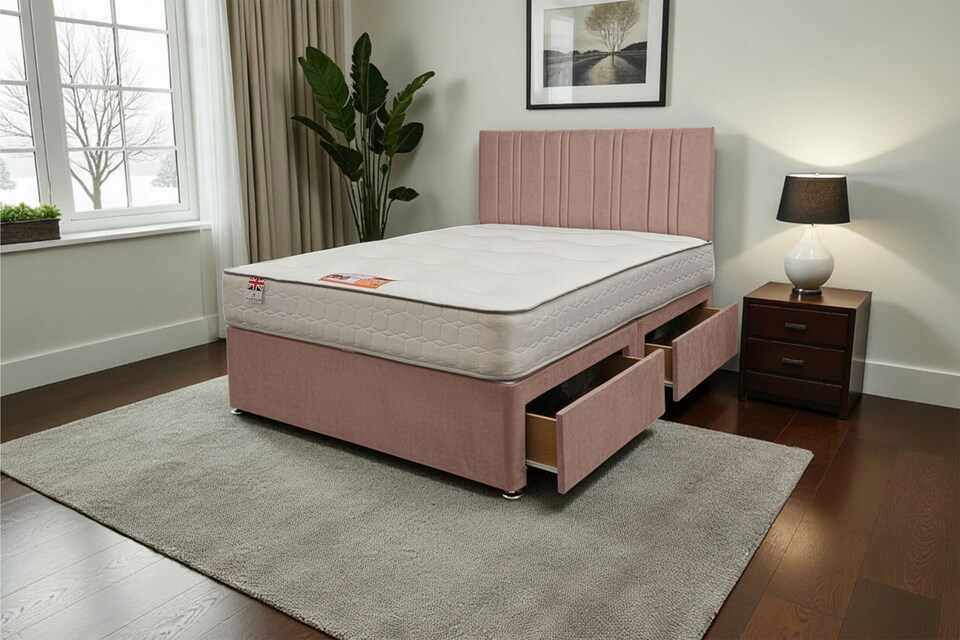image 1 of SKY Plush Bed Set With Mattress, 2 Drawers Same Side & 24"Headboard