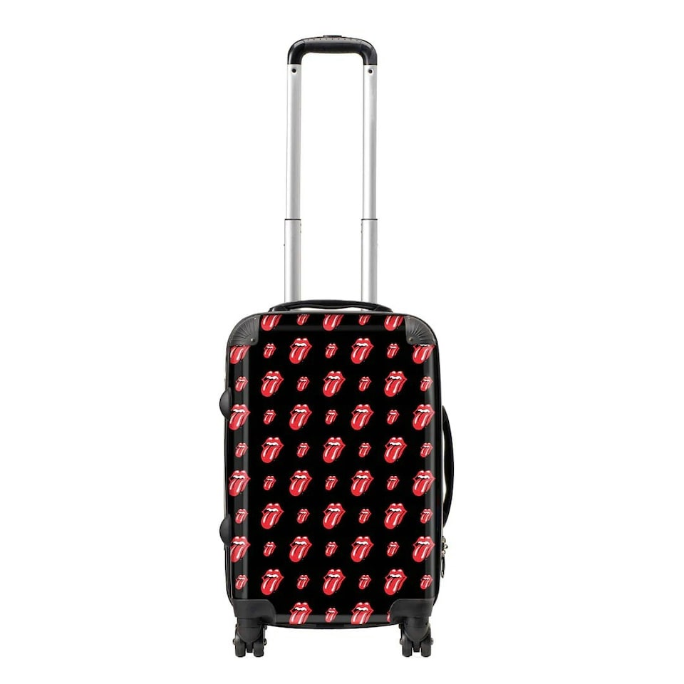 RockSax Tongue All Over Print The Rolling Stones Hardshell 4 Wheeled Cabin Bag - Black/Red - One Size