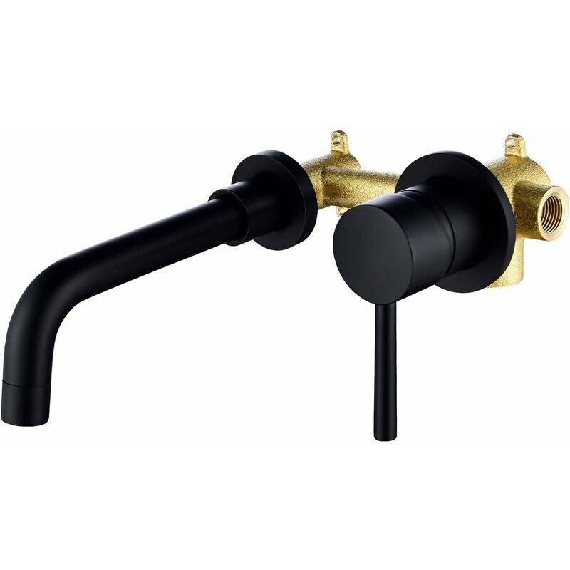 Black brass paint faucet, wall mounted bathroom mixer, wall mounted basin faucets, wall mounted basin faucet for bathroom or sink,