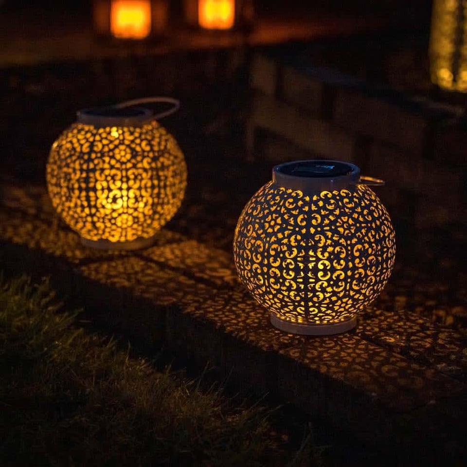 image 1 of ValueLights Solar White Outdoor Lantern | White