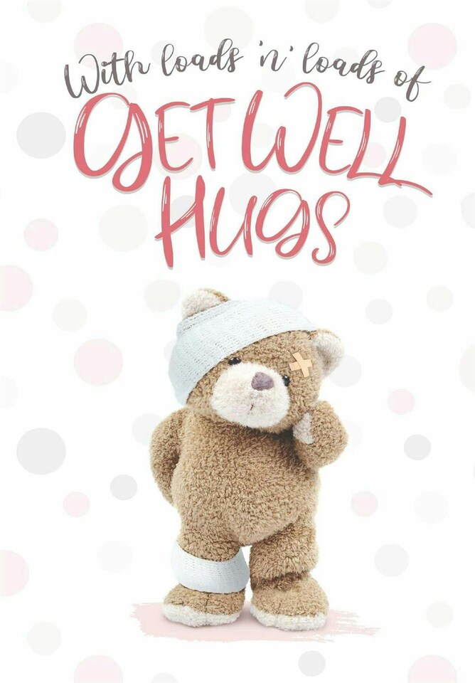 Stuffed with Love, Get Well Soon Card, "With Loads 'n' Loads of et Well Hugs", Greetings Card Get Well