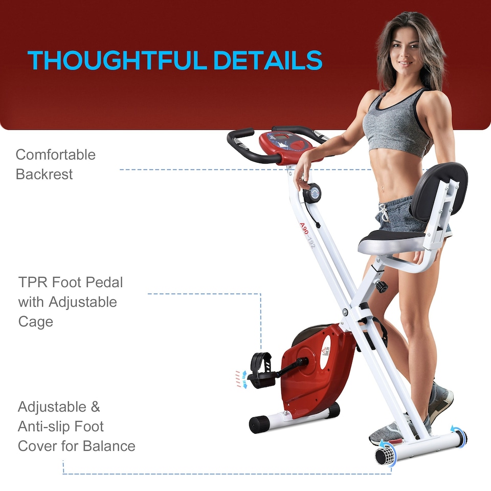 image 1 of HOMCOM Magnetic Resistance Exercise Bike Foldable LCD Adjustable Seat Grey