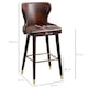 image 3 of HOMCOM Bar Stools Set of 2, PU Leather Barstools with Backrest, Footrest and Solid Wood Legs, Dining Stools for Kitchen, Counter, Breakfast Bar, Brown