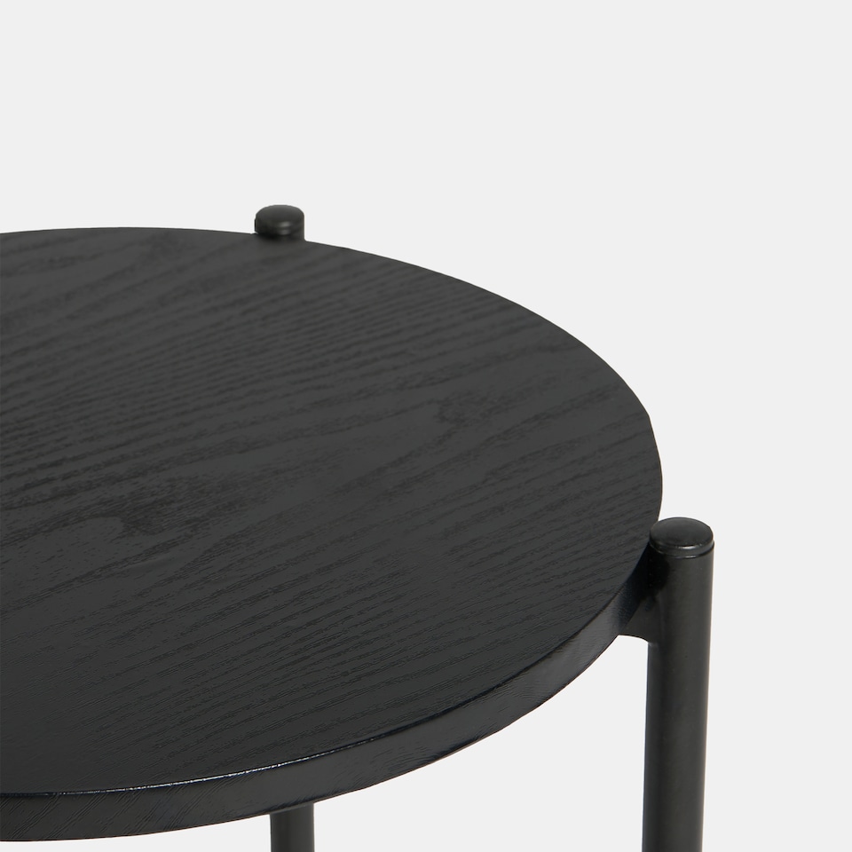 image 1 of OHS Round Side Table Coffee End Tables Nightstand with Metal Frame | Black