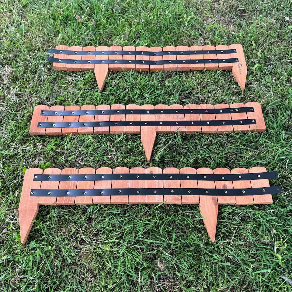 image 1 of Wooden Log Roll Style Garden Lawn Edging (70cm x 10cm) - 3 Panels