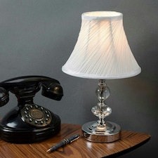 ValueLights Pair Of Modern Polished Chrome Touch Table Lamps With White Pleated Shades | Chrome