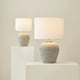 image 6 of ValueLights Reid Linen Drum Lamp Shade Stone Grey Ribbed Ceramic Large Table Lamp | Grey