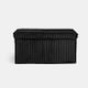image 9 of OHS Soft Fleece Ribbed Long Rectangle Foldable Footstool Seat Storage Organiser Ottoman Black