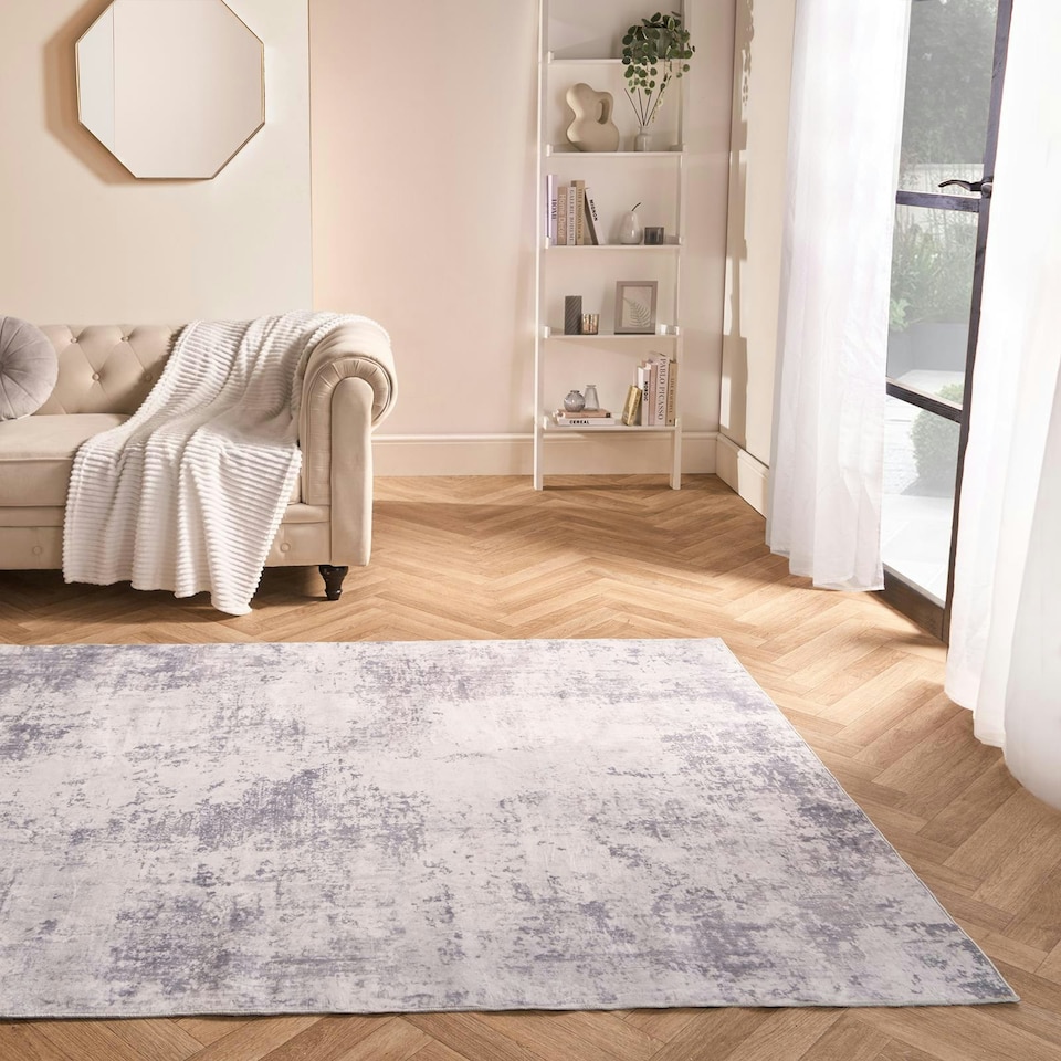 image 1 of OHS Abstract Print Washable Indoor Carpet Floor Rug, 80x150cm - Charcoal