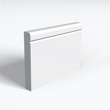 Pack of 5 (Total 5 Units) - MDF Primed Pencil Round 1 V Groove Skirting Board - 25mm (T) x 194mm (H) x 4200mm (L)