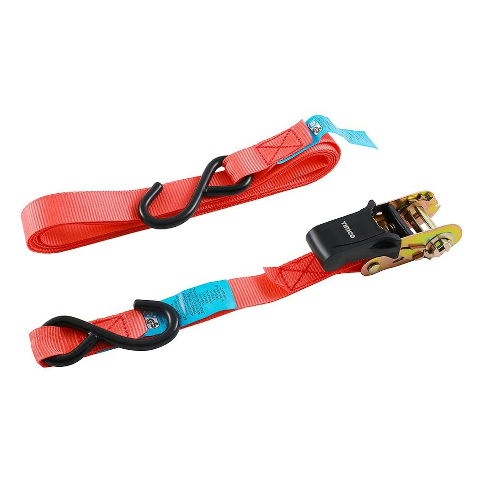 image 1 of Timco - Ratchet Straps - S Hook - Standard Duty (Size 5m x 25mm - 4 Pieces)