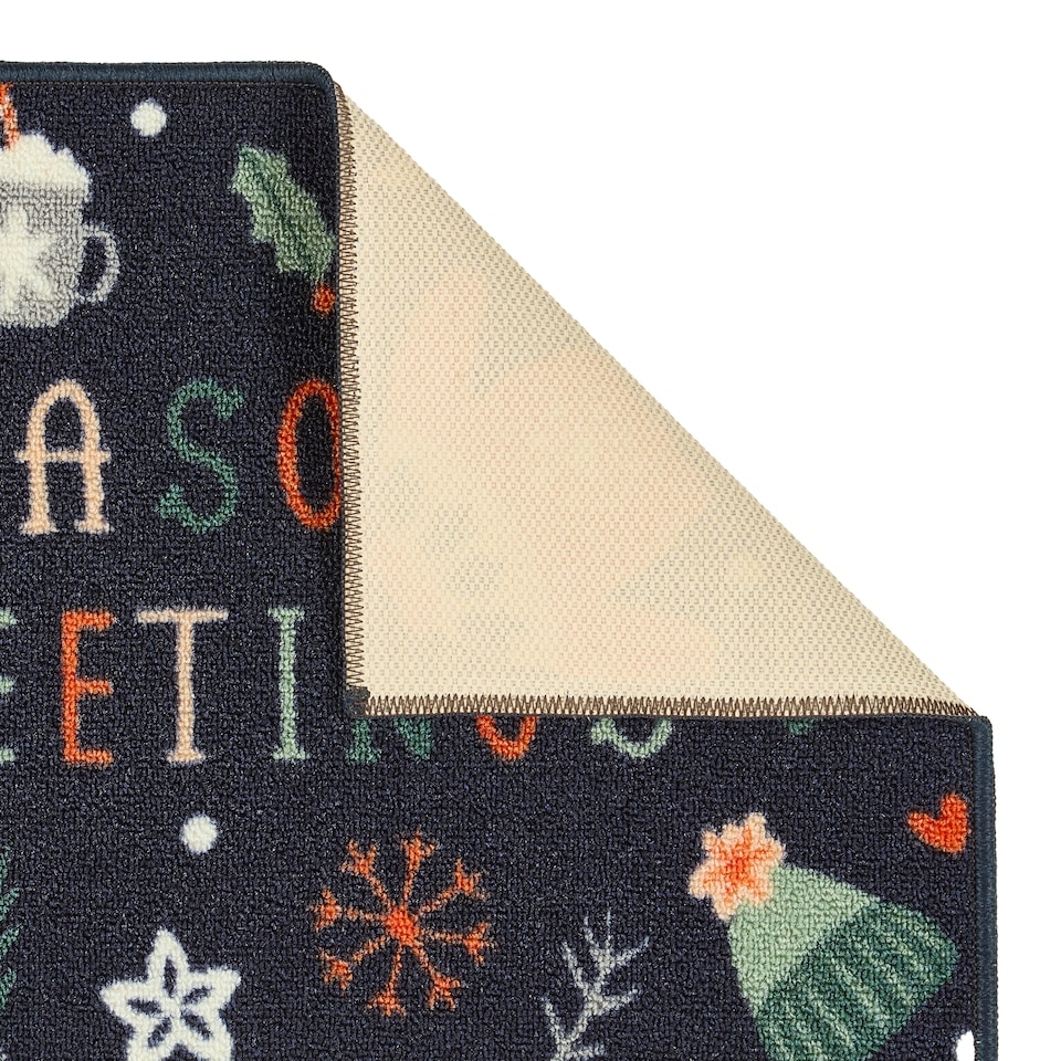 image 1 of Floormatters Printed Loop Seasons Greetings 2pcs Mat and Runner 40X60 & 50X150