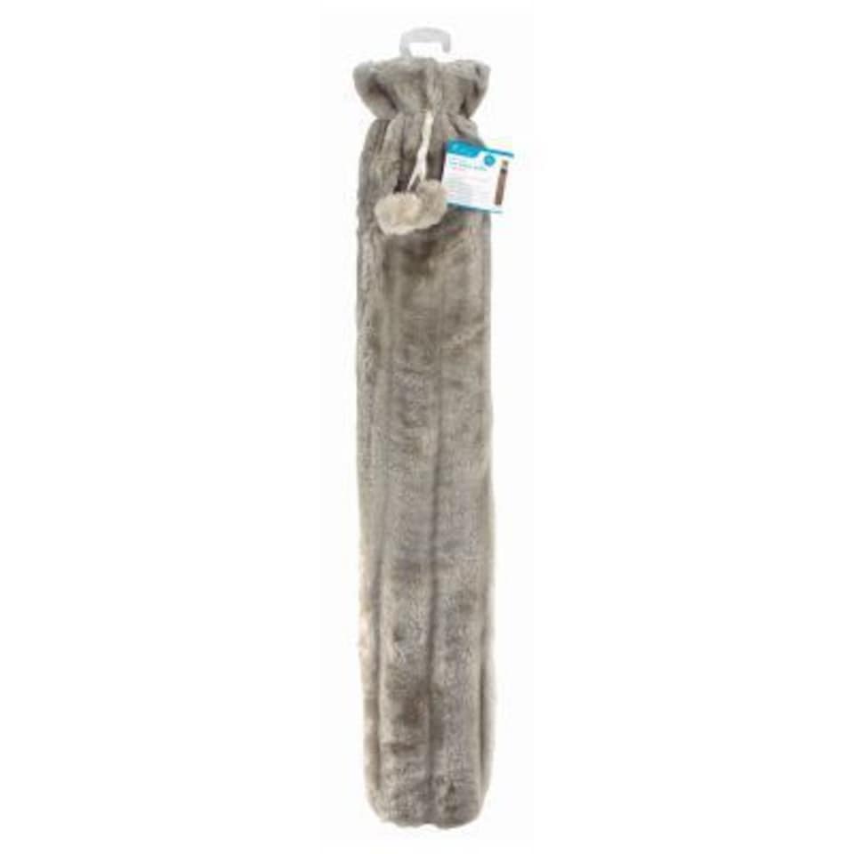 Ashley Long Hot Water Bottle & Plush Faux Fur Cover - Light Grey