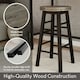 image 6 of Chef Vida Wooden Revolving Bar Stool, Black - Set of 2