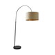 image 1 of ValueLights Louis Beige with Metallic Gold Inner Shade Black Arched Stem Curved Floor Lamp | Cream