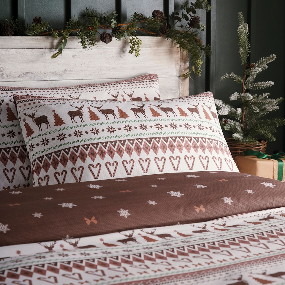 image 1 of Fusion Christmas Fairisle Duvet Cover Set Natural