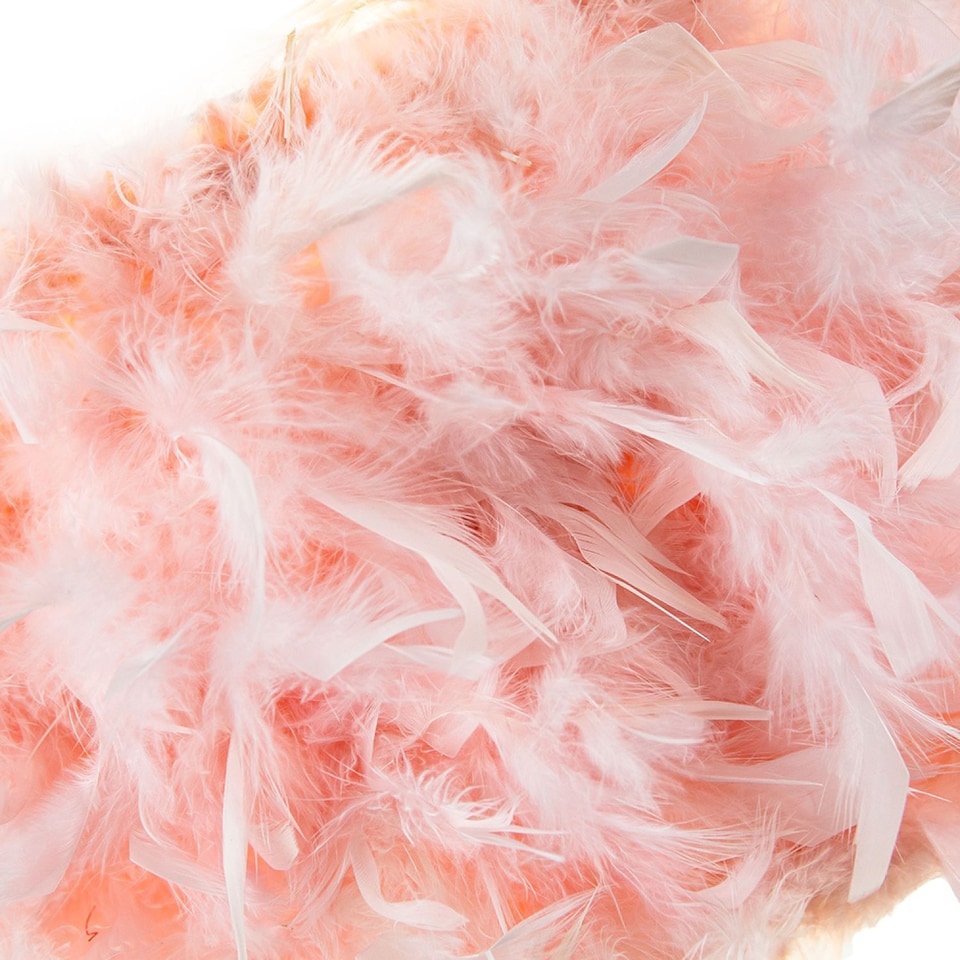 image 1 of Modern and Chic Real Pink Feather Floor Lamp with Satin Nickel Base and Switch | Pink | Pink | 1