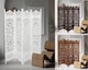 image 5 of 4 Panel Heavy Duty Carved  Screen Wooden Lotus Design Room Divider Dark Brown 200 x 180 cm | Brown | Dark Brown | 200 x 180 cm