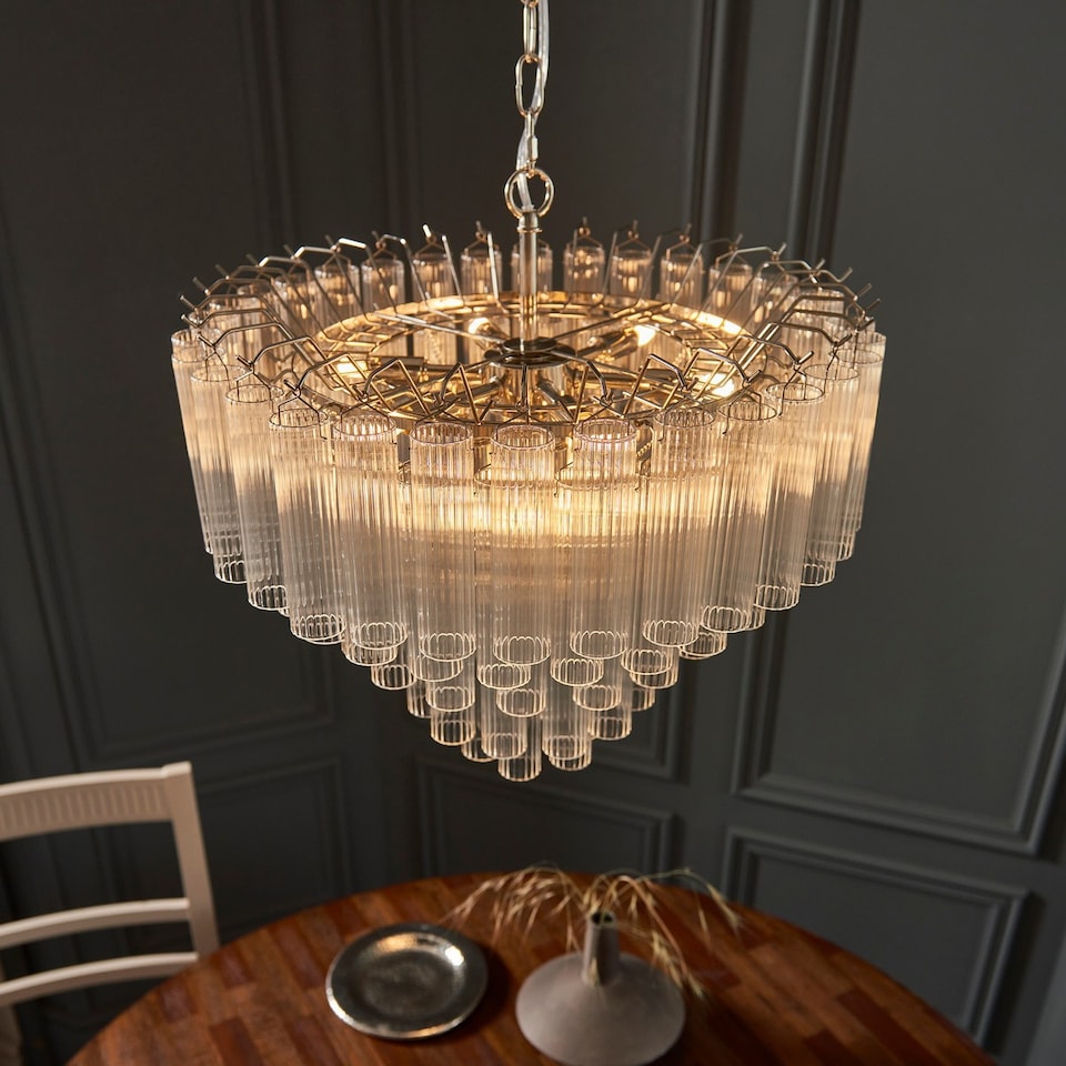 image 1 of Toulouse 12 Light Multi Arm Lamp Ceiling Pendant Bright Nickel