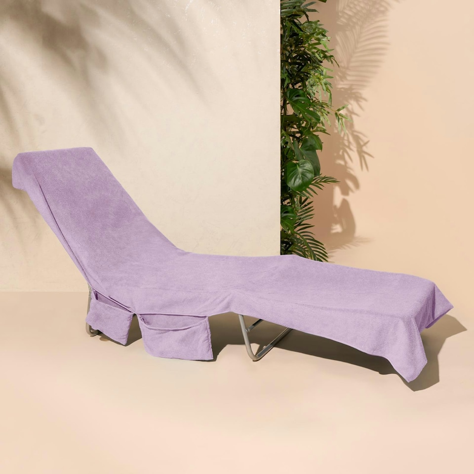 image 1 of OHS Quick Dry Microfibre Spa Bath Beach Chair Cover Towel Bag, 75x215cm - Lilac